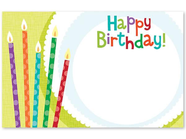 Card features birthday candles and reads "Happy Birthday". Made in the USA.