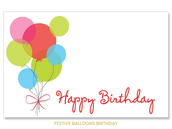 A colorful, airy design featuring a bouquet of radiant balloons—perfect for wishing a 'Happy Birthday' to patrons of all ages.