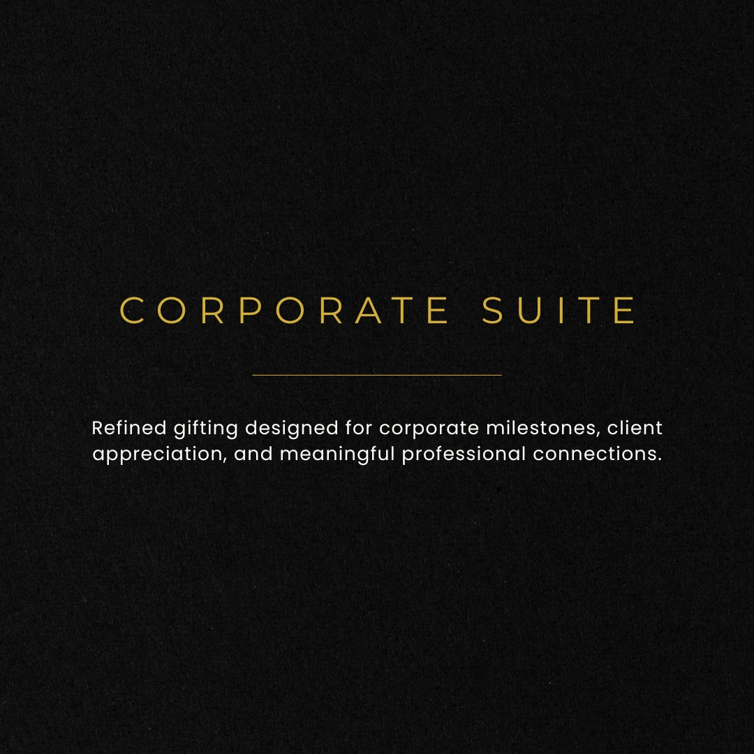 Text on a black background describing corporate gifting services.