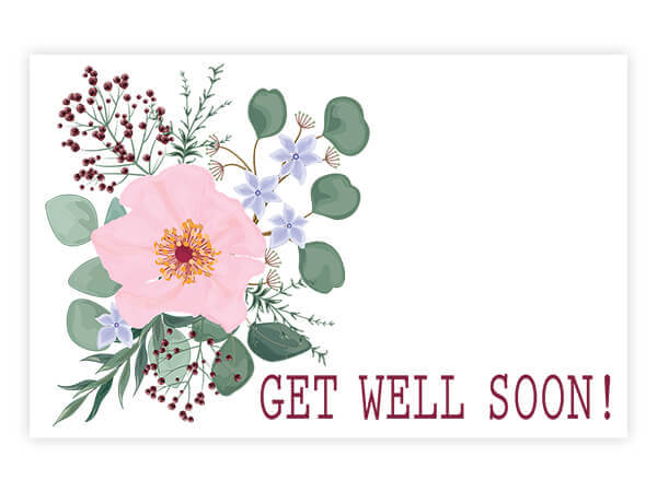 Floral design with 'Get Well Soon!' text on a white background