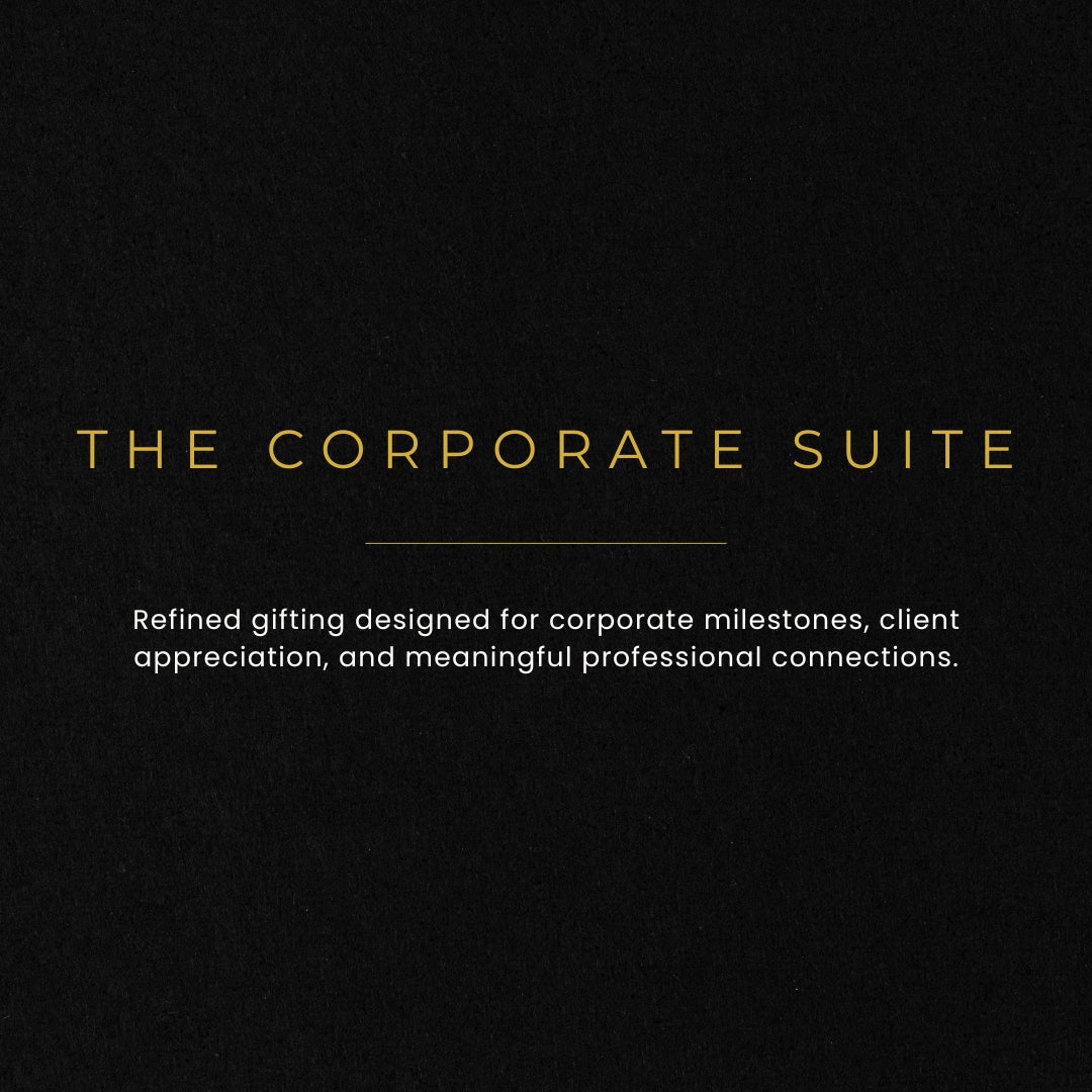 The Corporate Suite black and gold collection banner for coroprate milestones by TNT Sweets.