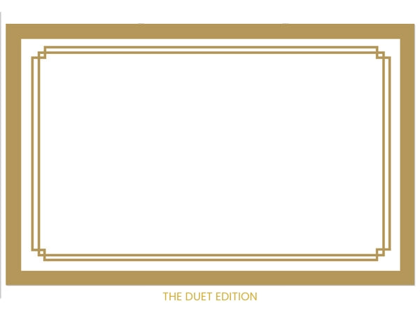 TNT Sweets The Duet Edition signature card enclosure featuring a double gold border, available as a premium enclosure for gifts and personalized messages.