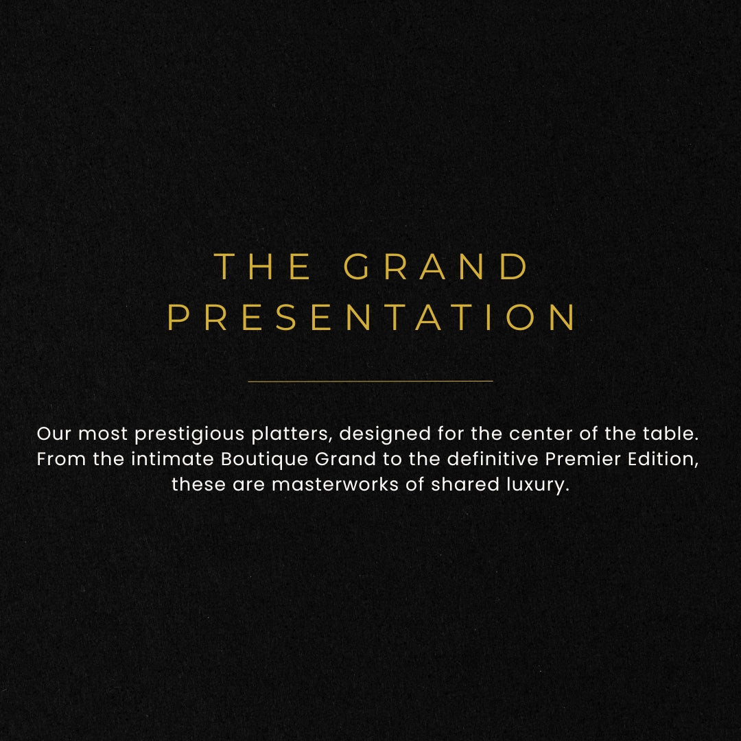 Promotional text for 'The Grand Presentation' on a black background