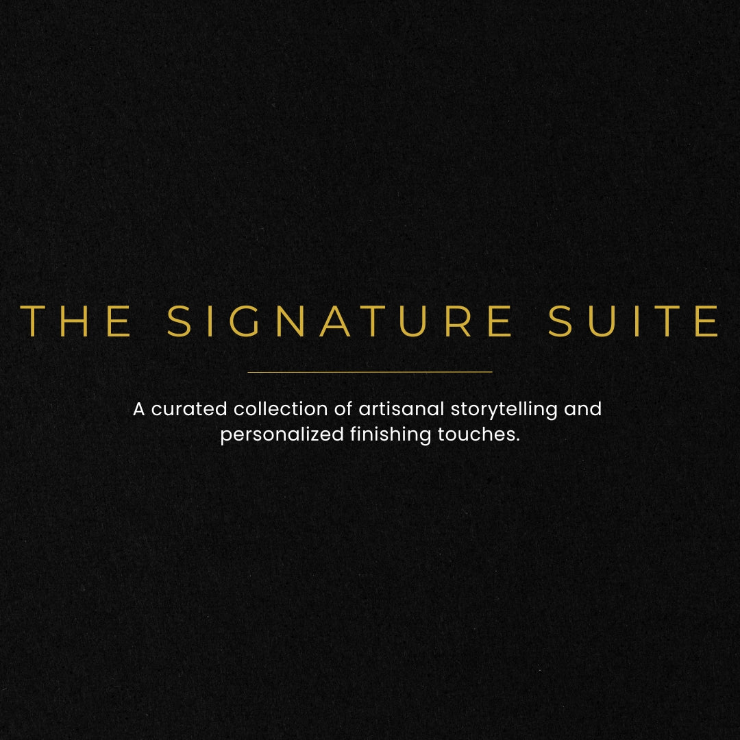 Text 'The Signature Suite' on a black background with gold lettering.