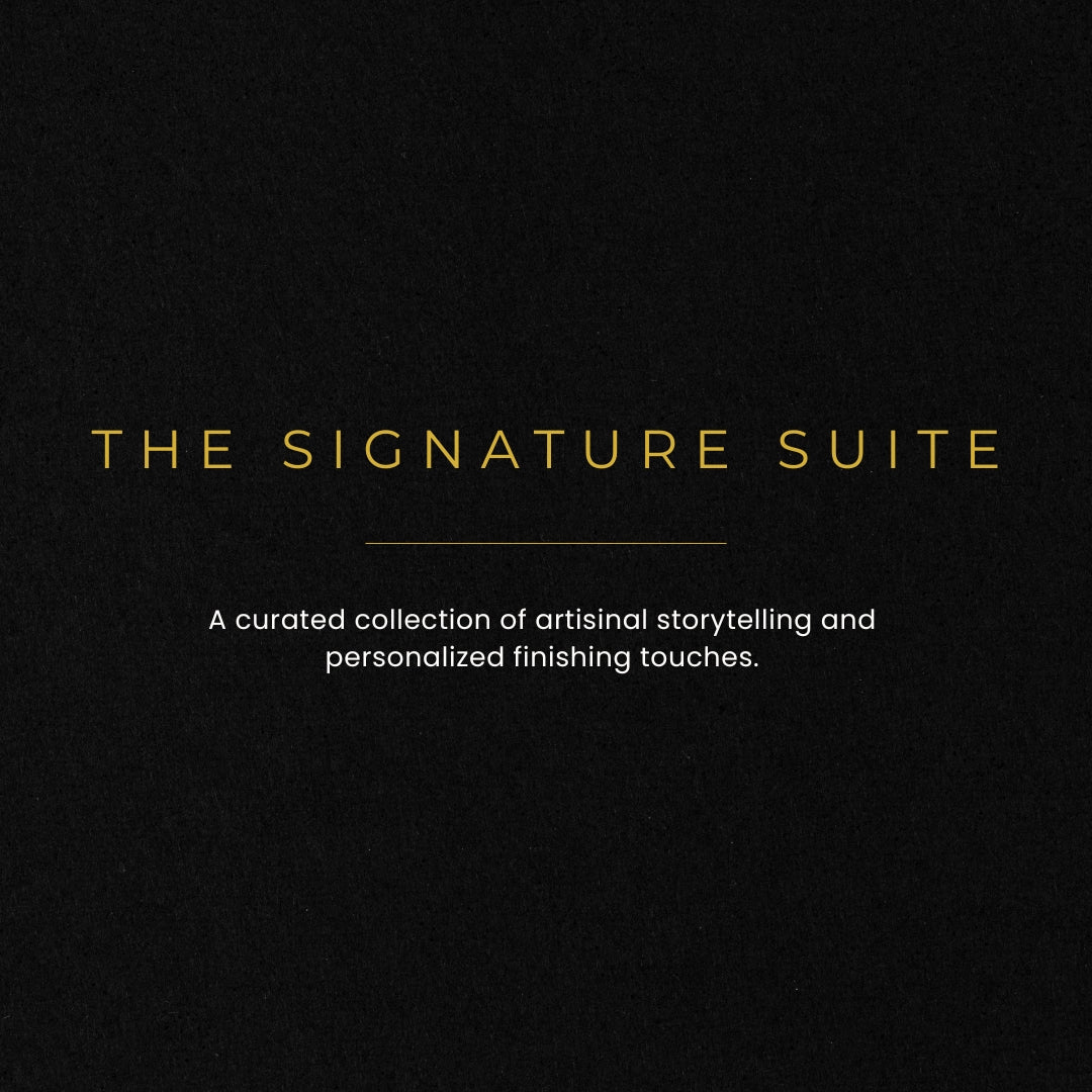 Text 'The Signature Suite' on a black background with gold lettering.