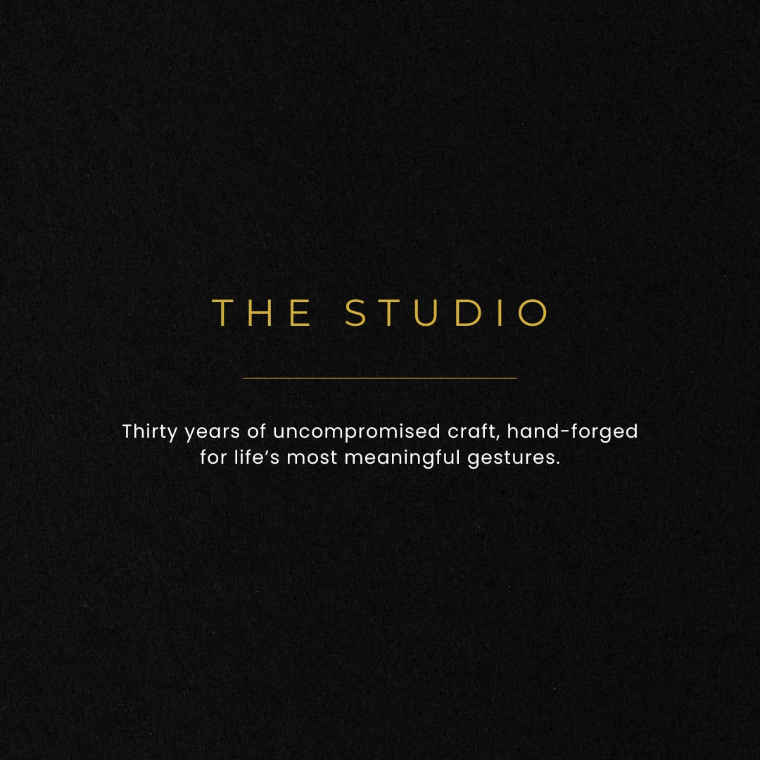 Black background with gold text 'THE STUDIO' and white text below on a black background