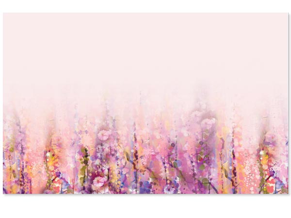 Colorful abstract floral design on a light pink background